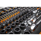 97 Piece 1/4”, 3/8”, 1/2” Drive Bolt Biter™ Mechanics Tool Set in Foam Storage Tray
