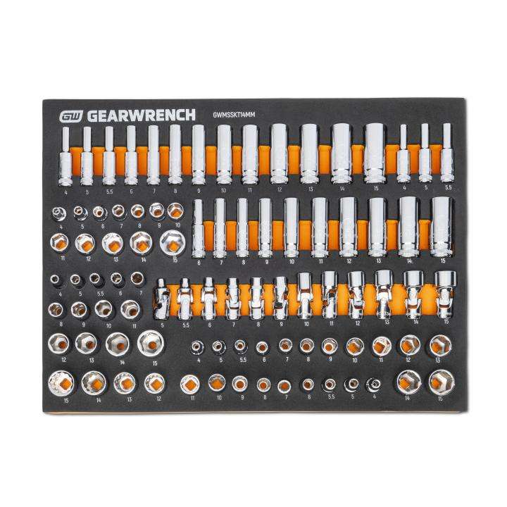 GearWrench 89 Piece 1/4 Inch Drive Master Metric Socket Set Inch Foam Storage Tray Main image