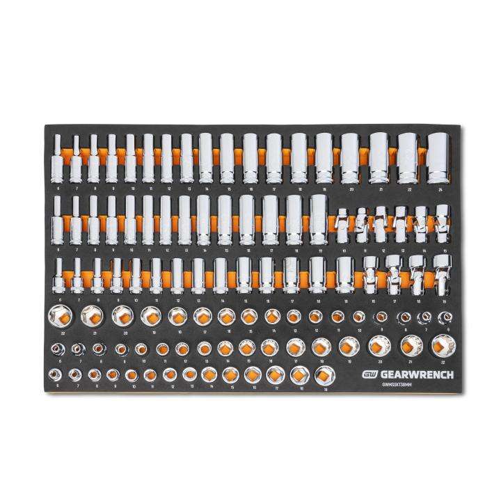 GearWrench 104 Pc. 3/8 Inch Drive Master Metric Socket Set Inch Foam Storage Tray Main image