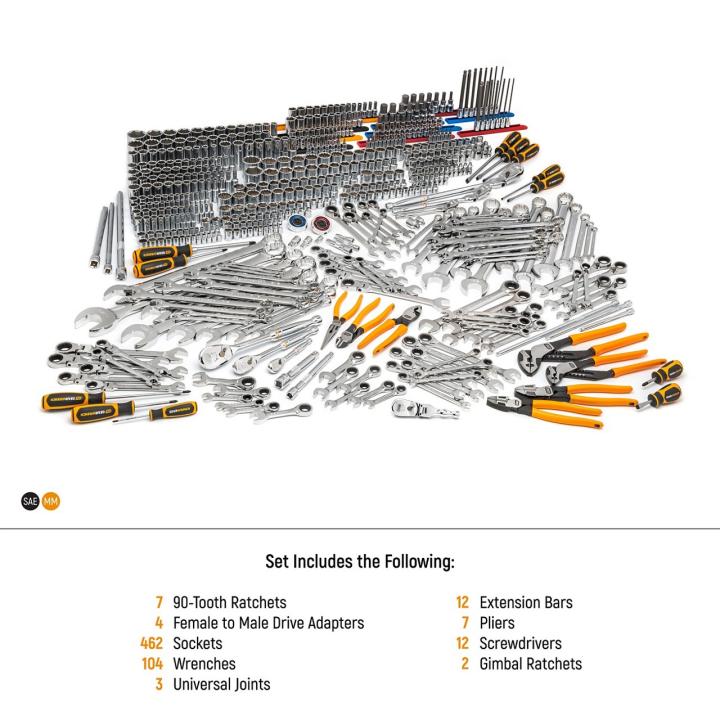 GearWrench 614 Piece MEGAMOD Master Mechanics Hand Tool Set with Modular Foam Trays and Mobile Work Station