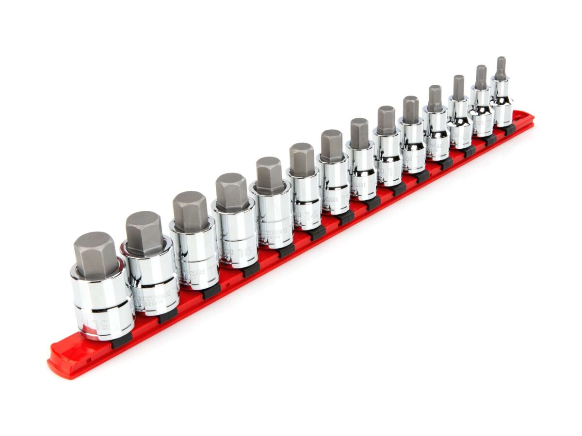 TEKTON 1/2 Inch Drive Hex Bit Socket Set with Rail, 14-Piece (6-19 mm) | SHB92102 Main image