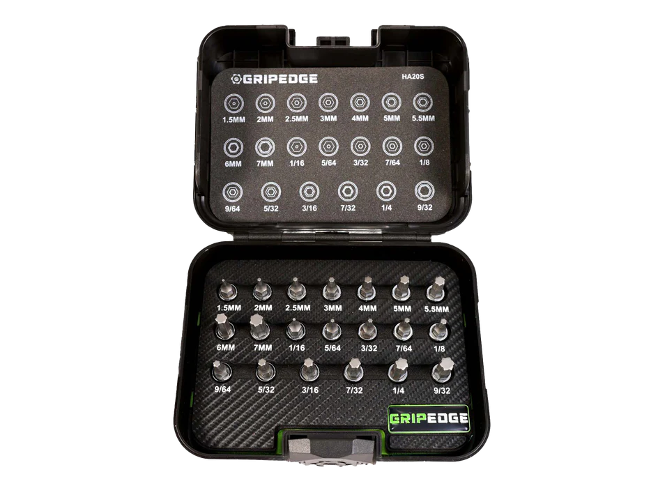 GripEdge 20-PC 1/4'' Drive Short Hex Driver Set