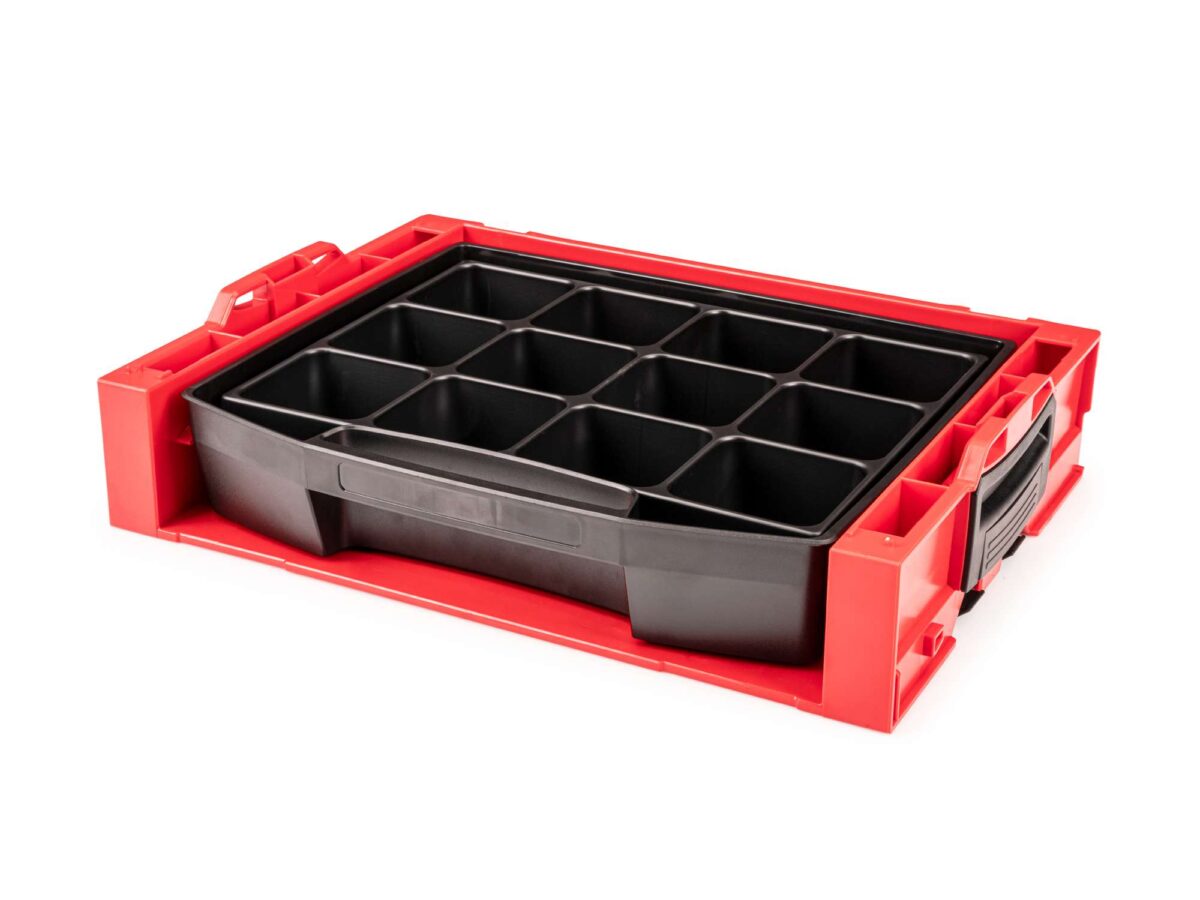 TEKTON Open Top Drawer (LS-Tray) with 12-Cavity Parts Tray and Stacking Drawer Rack | OLB94014
