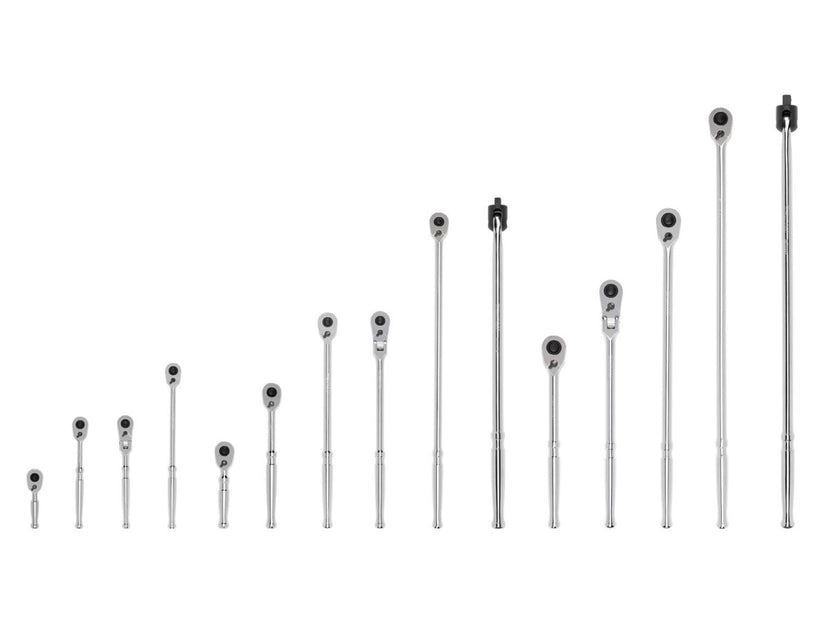 TEKTON 1/4, 3/8, 1/2 Inch Drive Quick-Release Ratchet and Breaker Bar Set (15-Piece) | SDR99902 Main image