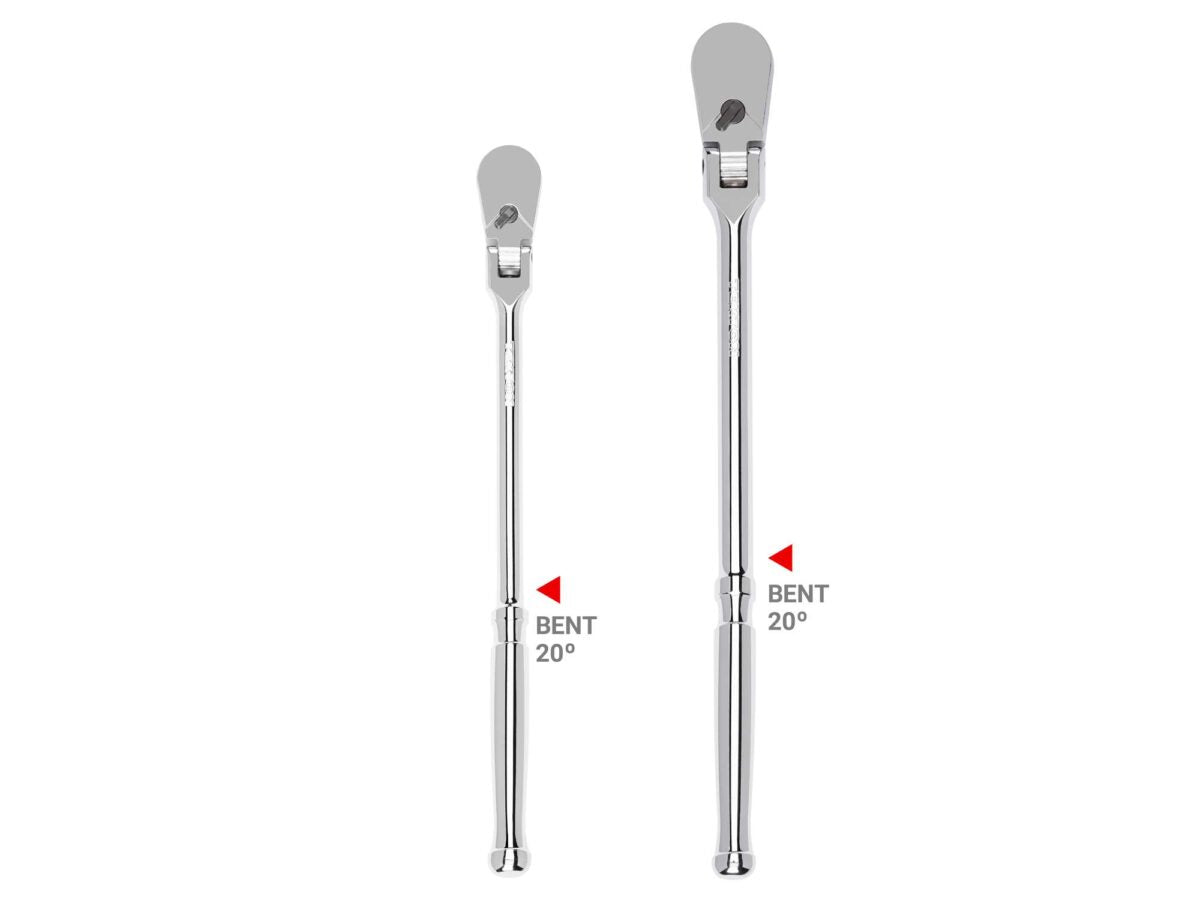TEKTON 3/8, 1/2 Inch Drive Flex Head Bent Handle Long Ratchet Set, 2-Piece (12, 14 in.) | SRH99203