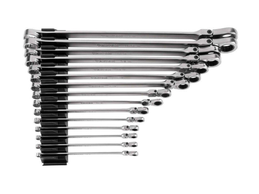 TEKTON Long Fixed/Flex Head 12-Point Ratcheting Box End Wrench Set with Modular Organizers, 15-Piece (1/4-1 in.) | WRB95302 Main image