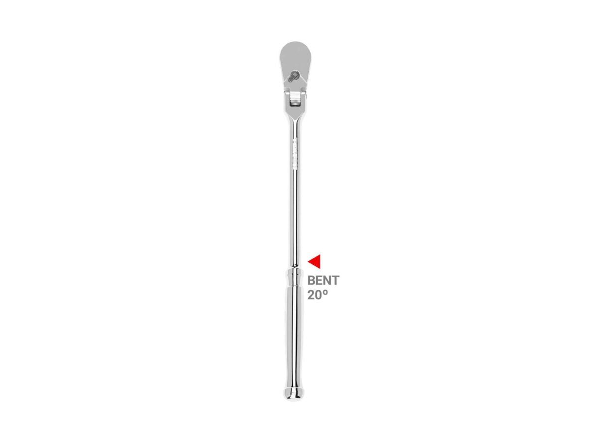 TEKTON 3/8 Inch Drive x 12 Inch Flex Head Bent Handle Long Ratchet | SRH23112