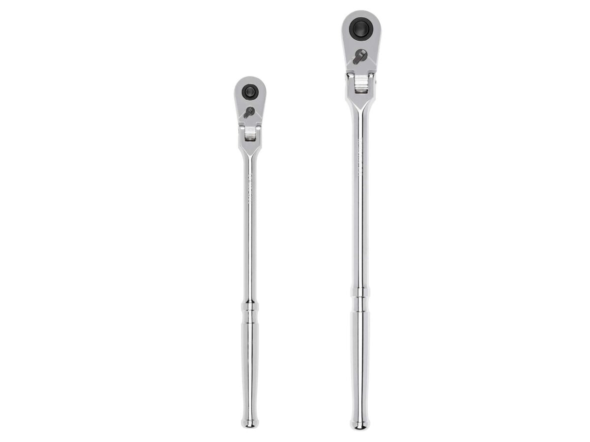 TEKTON 3/8, 1/2 Inch Drive Flex Head Quick-Release Long Ratchet Set, 2-Piece (12, 14 in.) | SRH99301