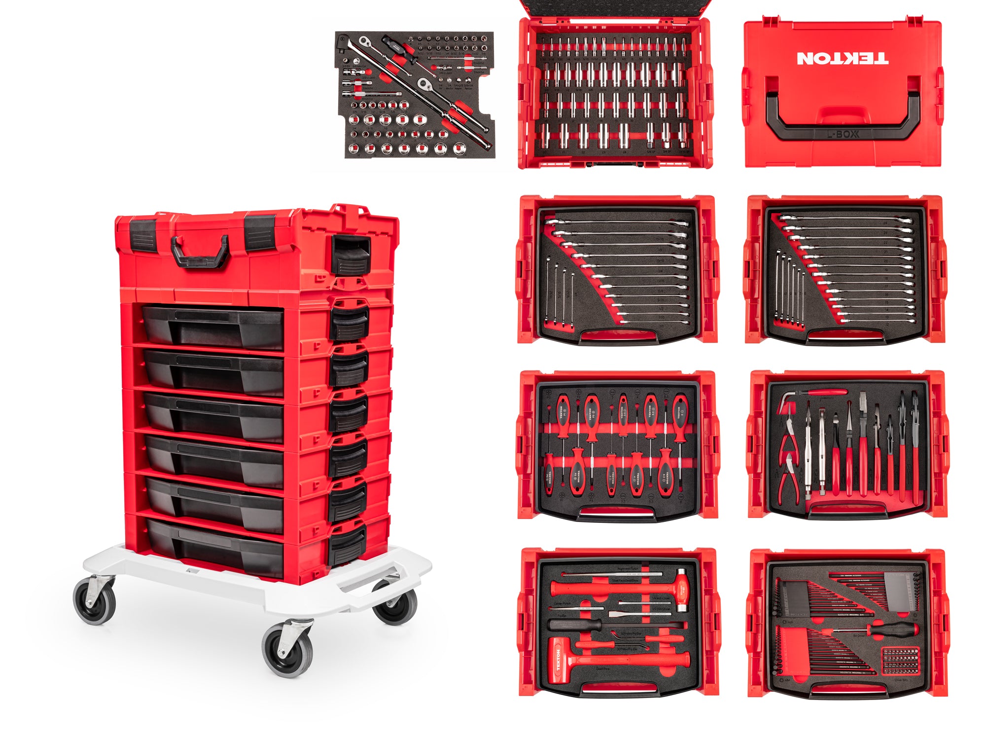 TEKTON 248-Piece Tool Set in Modular Stacking Tool Cart (6-Drawer) | OLB99003