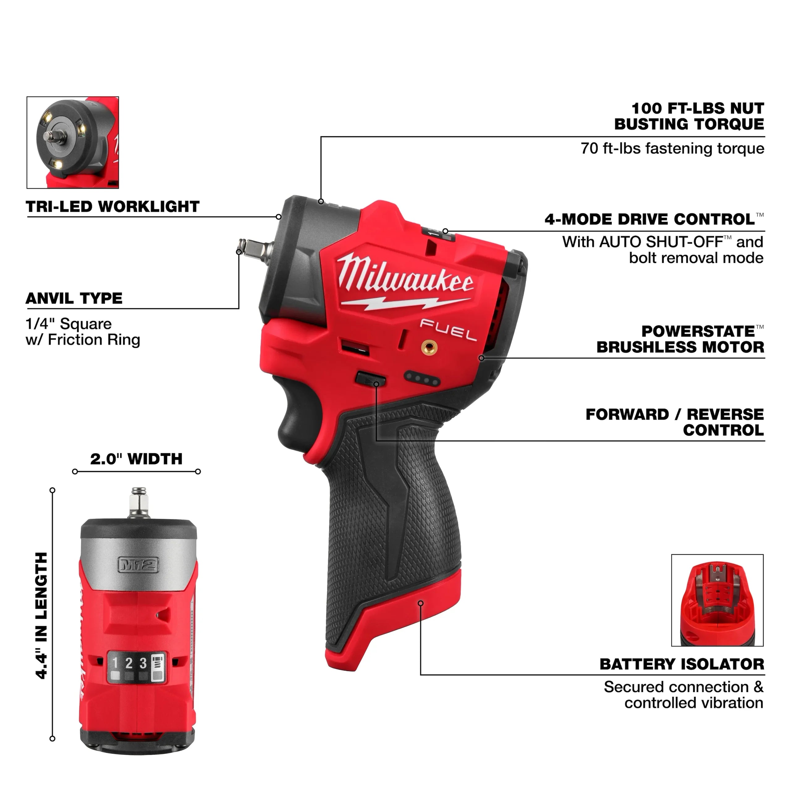 M12 FUEL™ 1/4" Subcompact Impact Wrench