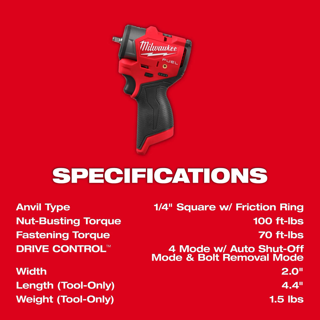 M12 FUEL™ 1/4" Subcompact Impact Wrench