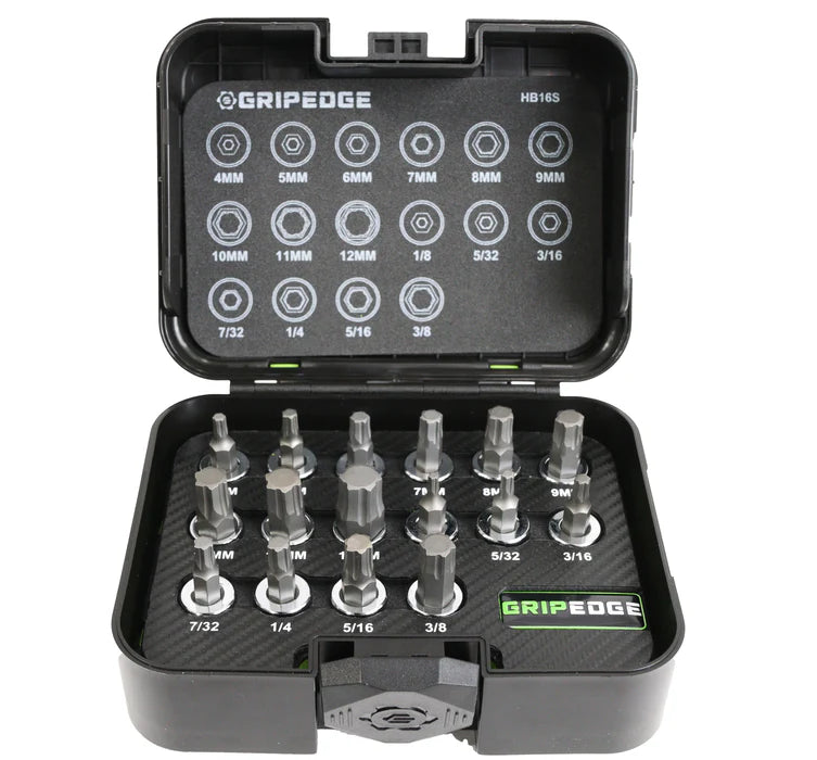 GripEdge 16-PC 3/8" Drive Short Metric & SAE Hex Driver Set Main image