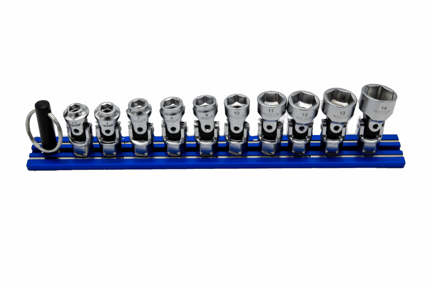 VIM Tools 10 Piece 6 Point Dual Drive Stubby UJ Metric Socket Set - 1/4 Inch X 11 mm Drive - Blue Magrail Main image