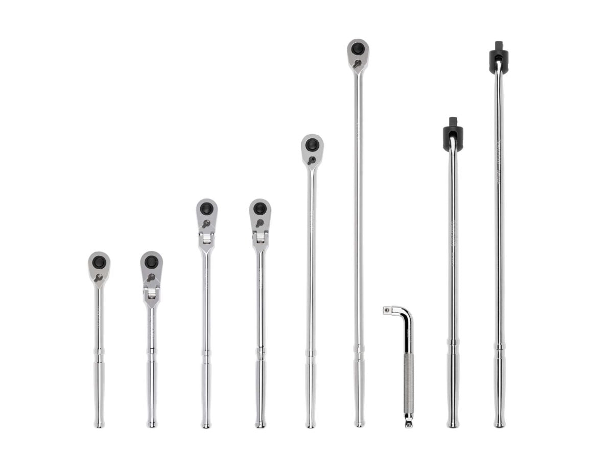 TEKTON 1/2 Inch Drive Quick-Release Ratchet, L-Handle, and Breaker Bar Set (9-Piece) | SDR99201