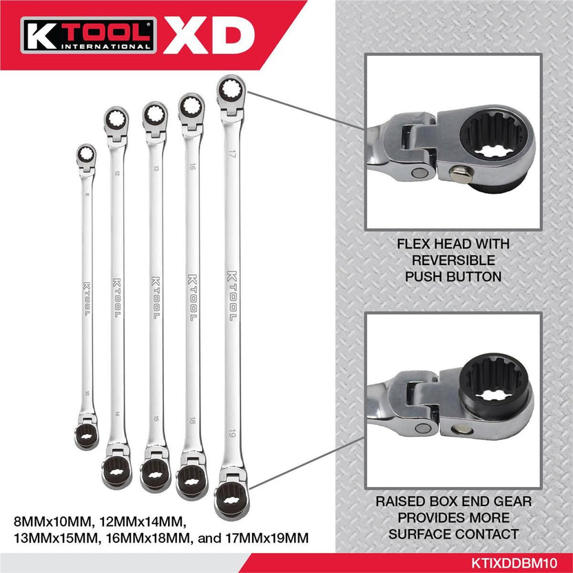 K Tool International Wrench Set 5 Piece Metric Ratcheting Double Flex 120 Tooth Secondary image