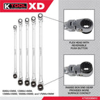 K Tool International Wrench Set 5 Piece Metric Ratcheting Double Flex 120 Tooth