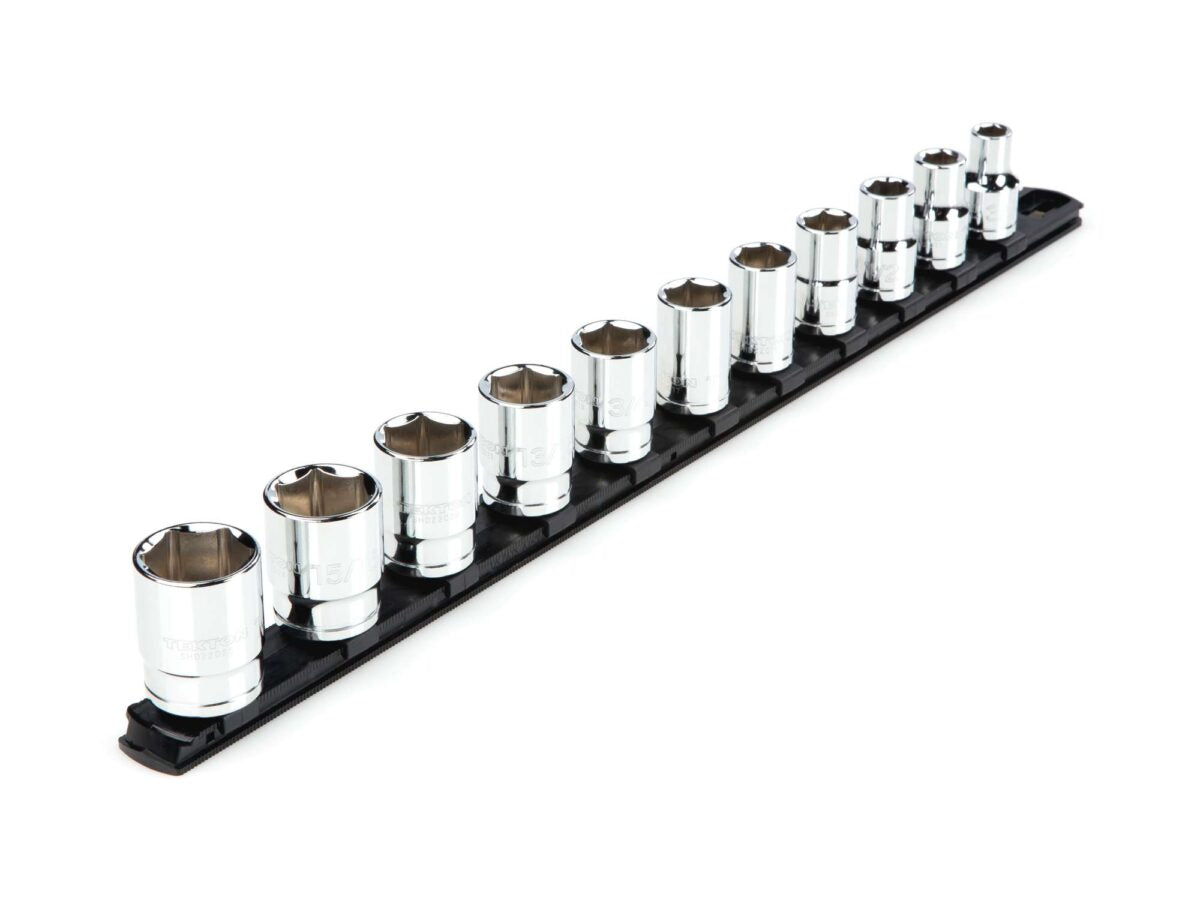 TEKTON 1/2 Inch Drive 6-Point Socket Set with Rail, 11-Piece (3/8-1 in.) | SHD92101