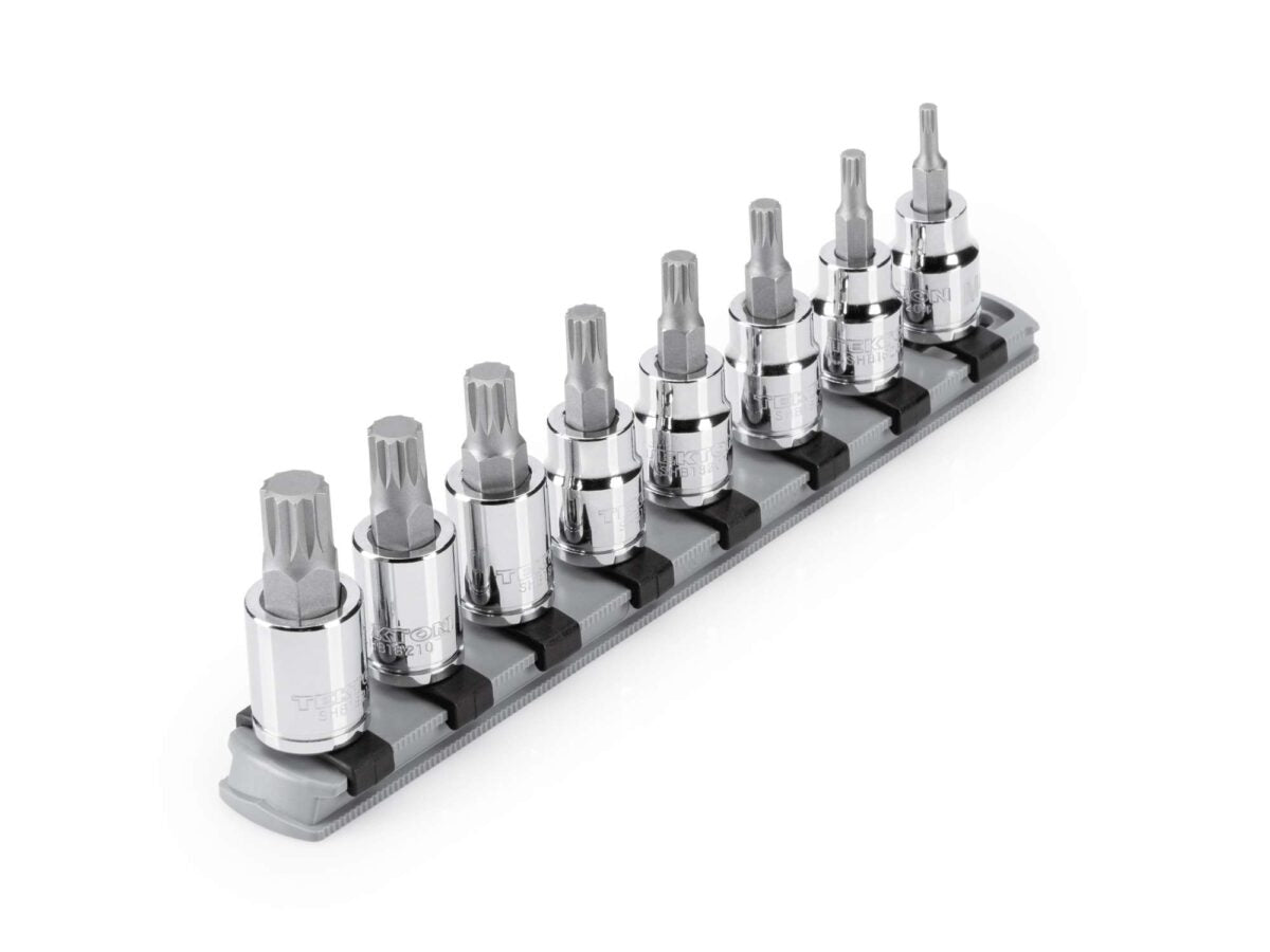 TEKTON 3/8 Inch Triple Square Bit Socket Set with Rail, 8-Piece (M4-M12) | SHB91108 Main image