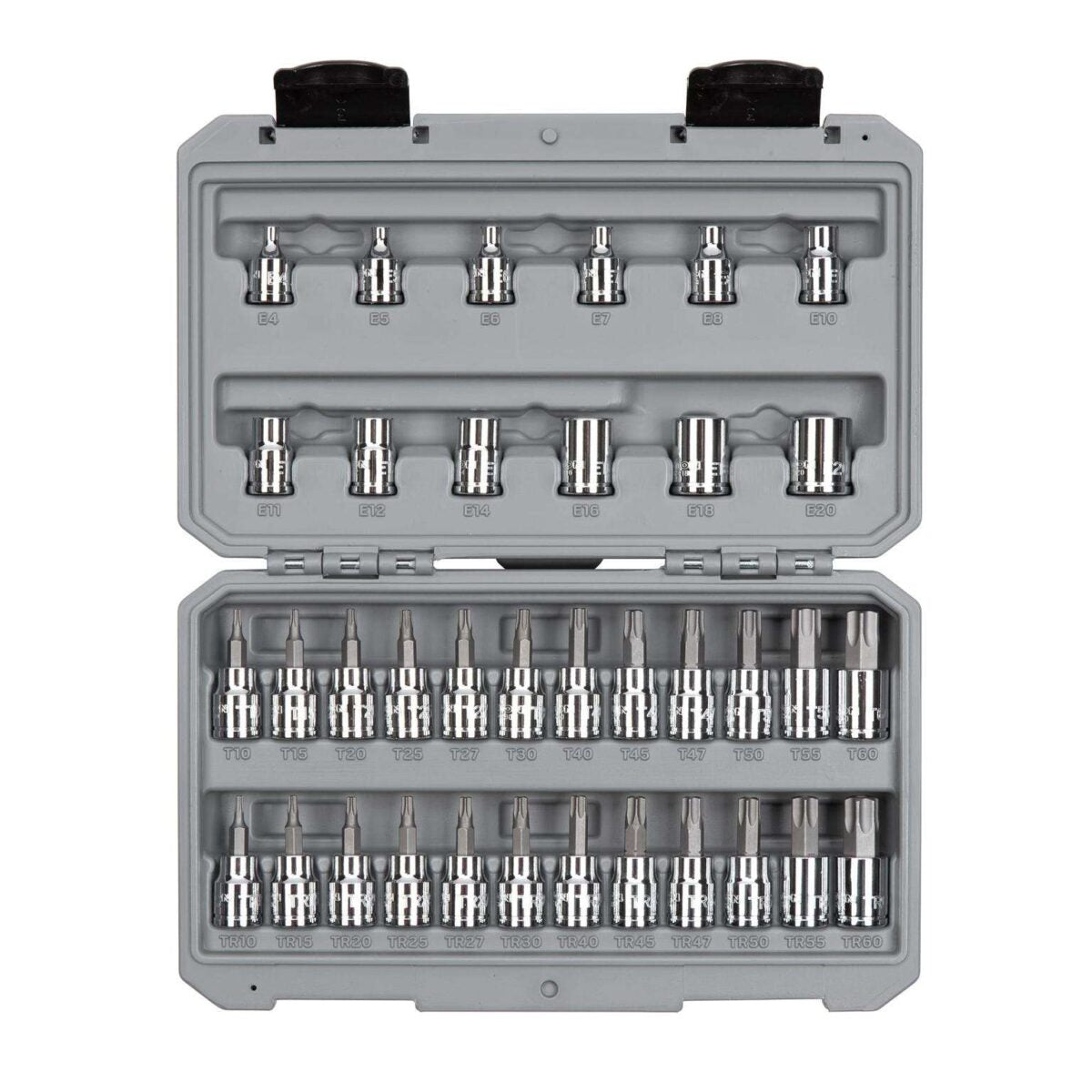 TEKTON 3/8 Inch Drive Torx/TR Torx Bit & External Star Socket Set with Case, 36-Piece (T10-T60, TR10-TR60, E4-E20) | SKT15402