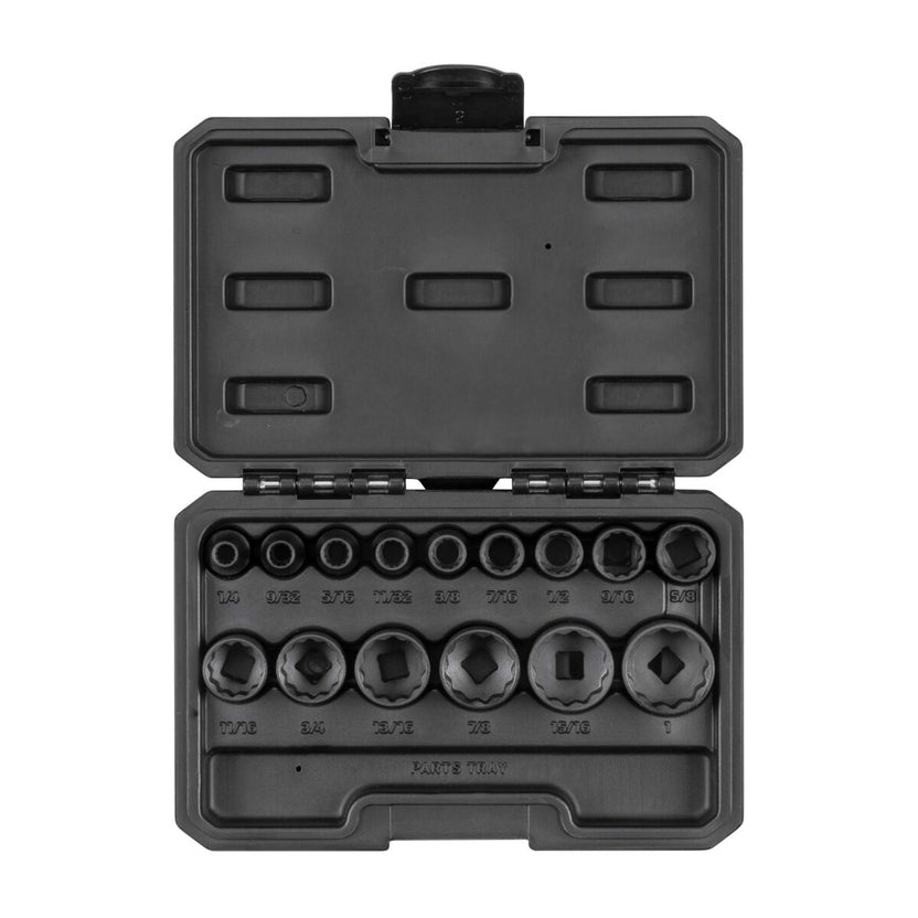 TEKTON 3/8 Inch Drive 12-Point Impact Socket Set with Case, 15-Piece (1/4-1 in.) | SID91304 Main image