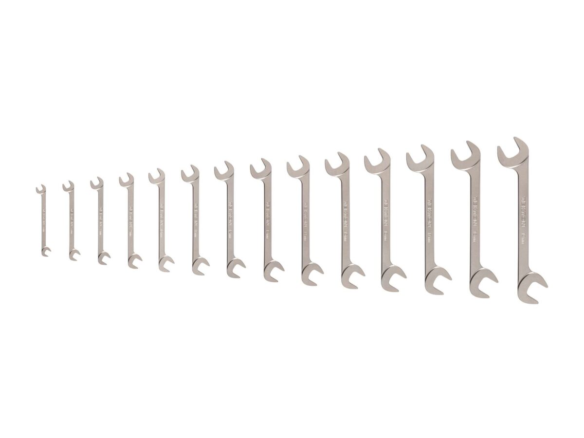 TEKTON Angle Head Open End Wrench Set, 14-Piece (6-19 mm) | WAE92001