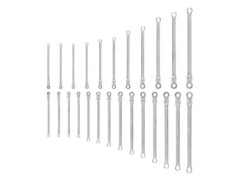TEKTON Long Fixed/Flex Head 12-Point Ratcheting Box End Wrench Set, 25-Piece (1/4-3/4 in., 6-19 mm) | WRB95005 Main image