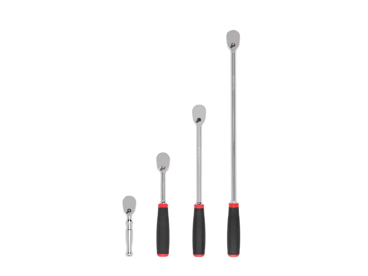 TEKTON 3/8 Inch Drive Comfort Grip Ratchet Set, 4-Piece (4-1/2, 8, 12, 18 in.) | SRH91008