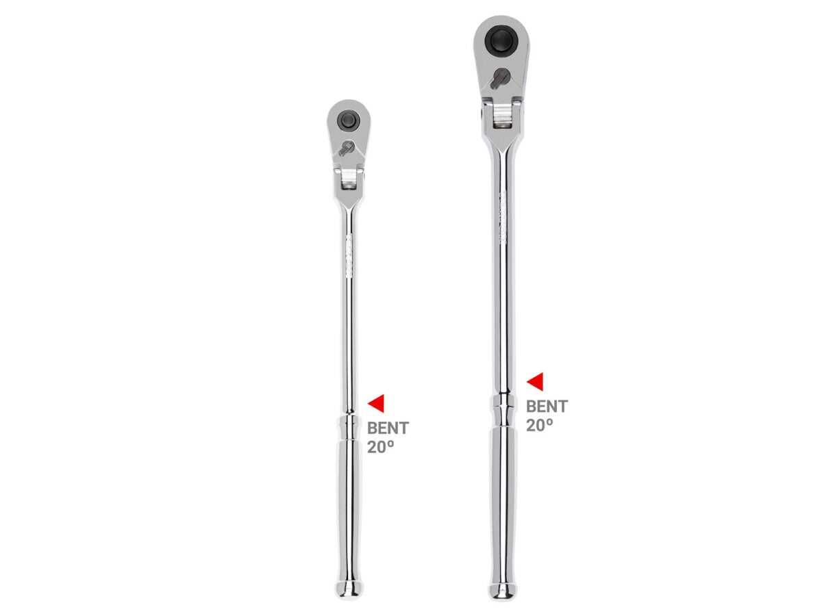 TEKTON 3/8, 1/2 Inch Drive Flex Head Quick-Release Bent Handle Long Ratchet Set, 2-Piece (12, 14 in.) | SRH99303 Main image