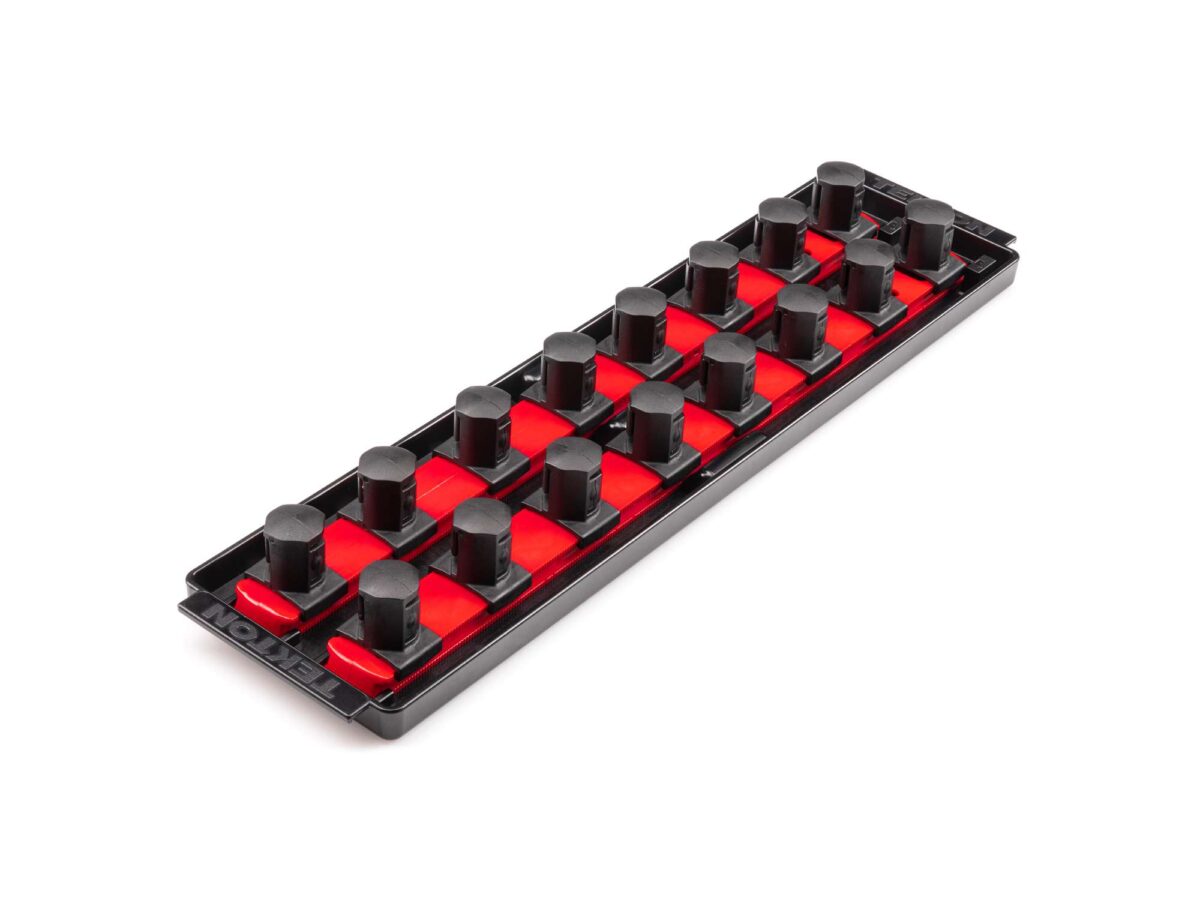 TEKTON 3/4 Inch Drive 2-Rail Socket Organizer Set, Red (16-Tool) | OST32116 Main image