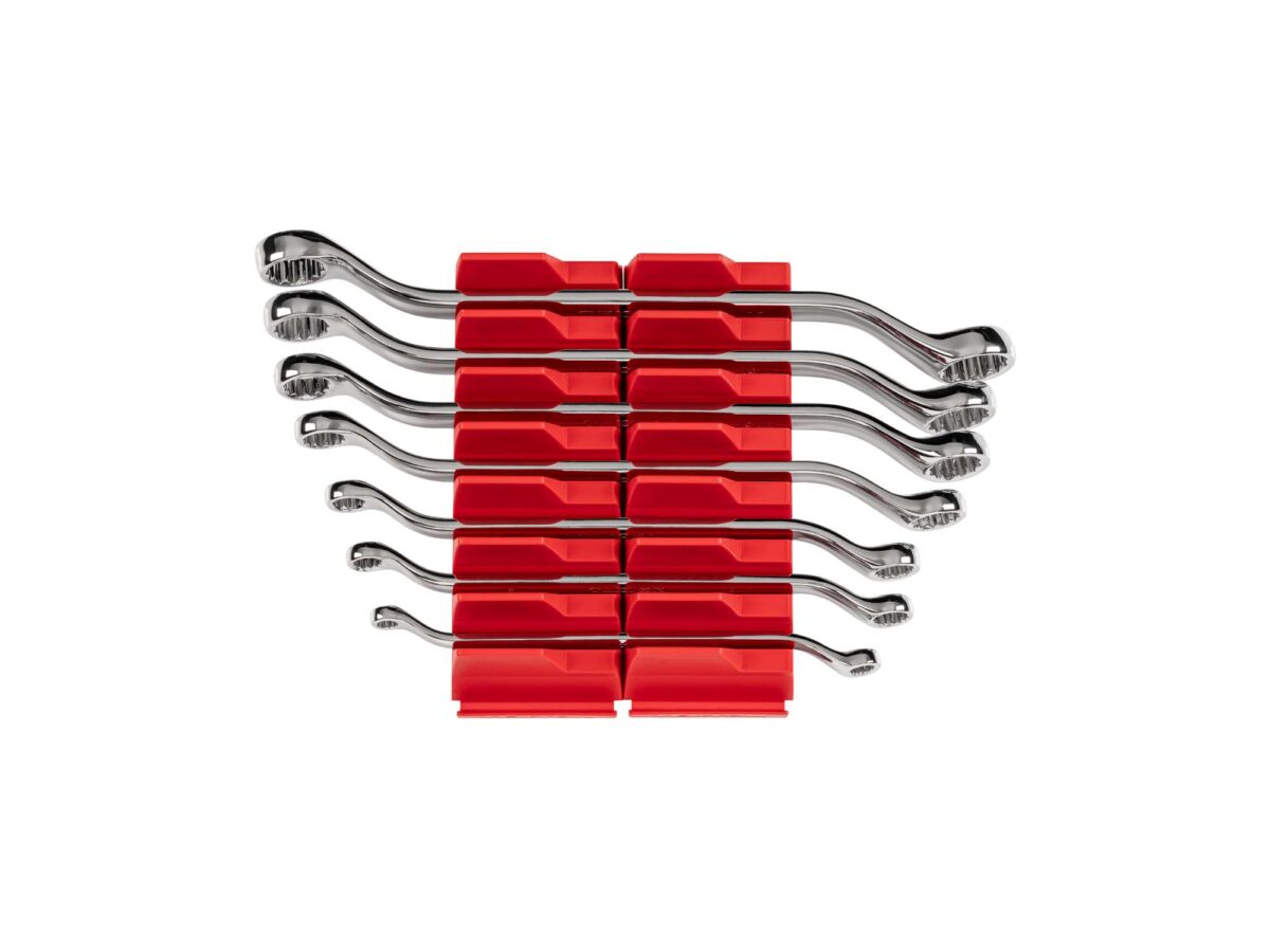 TEKTON 45-Degree Offset Box End Wrench Set with Modular Organizers, 7-Piece (6-19 mm) | WBE95201