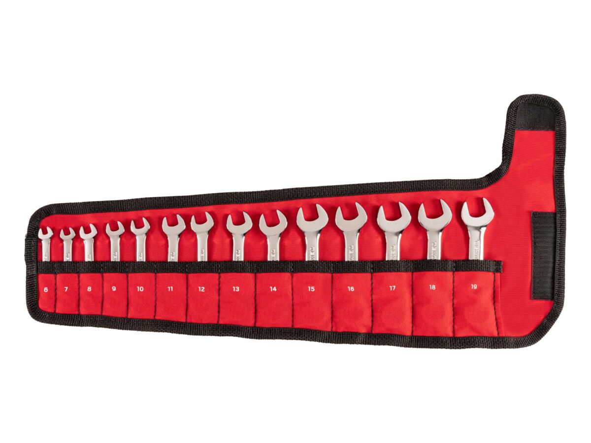 TEKTON Stubby Combination Wrench Set with Pouch, 14-Piece (6-19 mm) | WCB94402 Main image