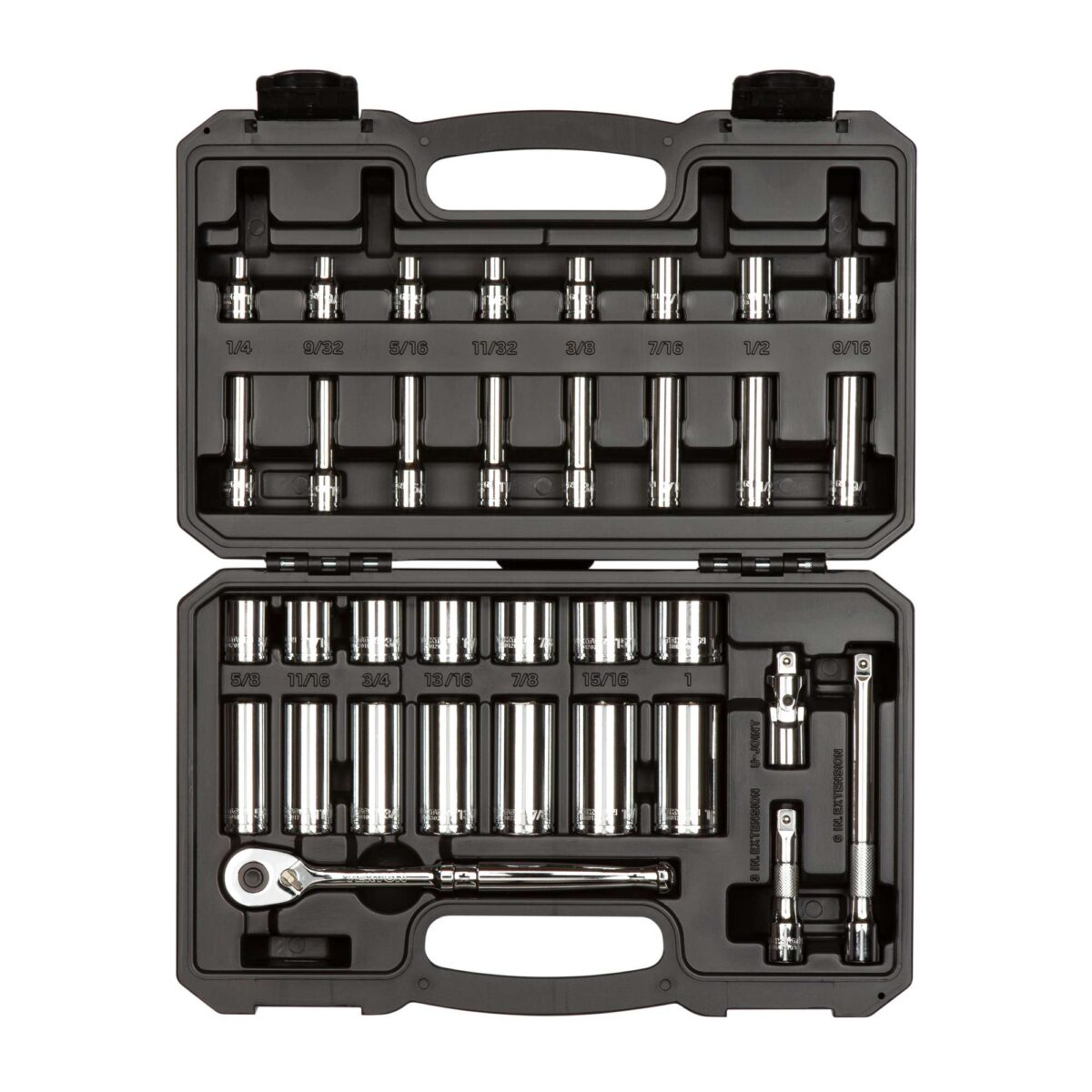 TEKTON 3/8 Inch Drive 6-Point Socket and Ratchet Set with Case, 34-Piece (1/4-1 in.) | SKT15101