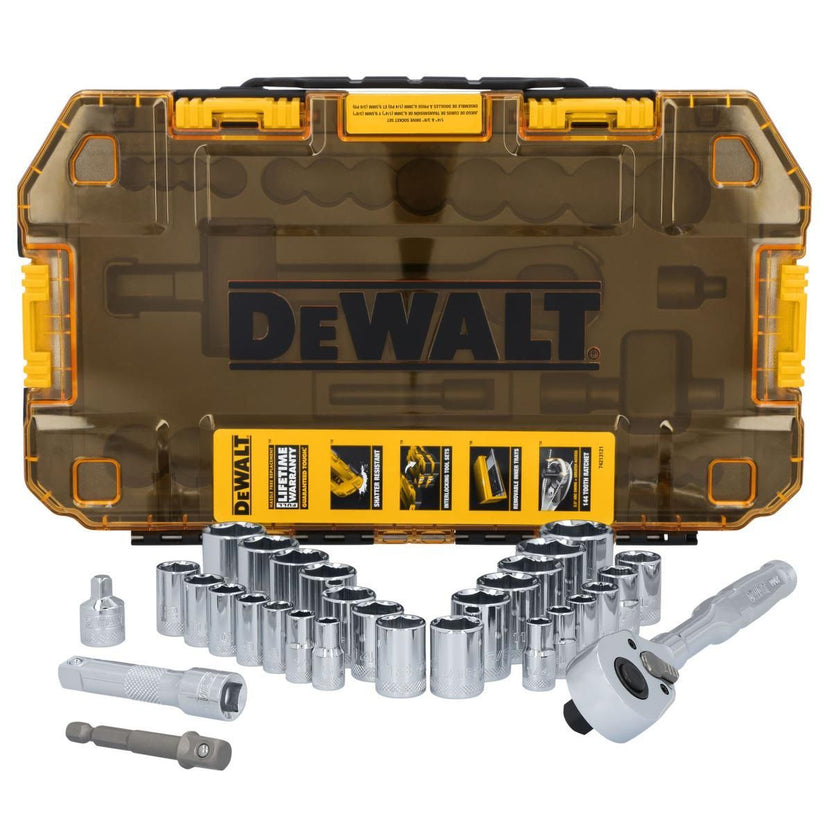 DeWalt 30Pc Tough Box 1/4" And 3/8" Drive Socket Set Main image