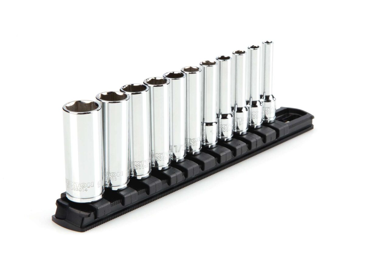 TEKTON 1/4 Inch Drive Deep 6-Point Socket Set with Rail, 11-Piece (5/32-9/16 in.) | SHD90105 Main image
