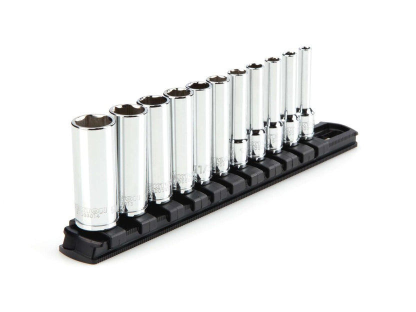 TEKTON 1/4 Inch Drive Deep 6-Point Socket Set with Rail, 11-Piece (5/32-9/16 in.) | SHD90105 Main image