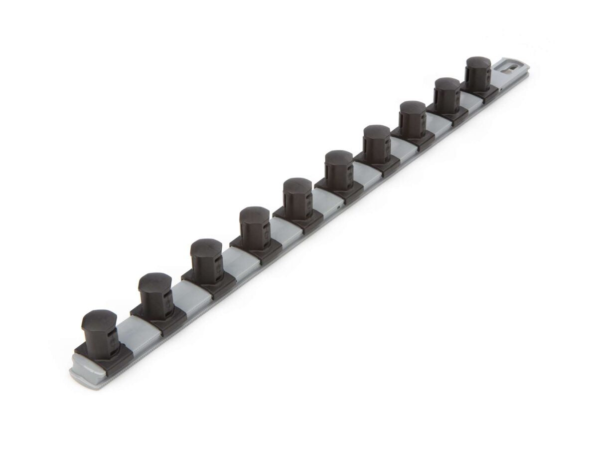 TEKTON 3/4 Inch Drive x 18 Inch Socket Rail, 10 Clips (Gray) | OSR33310