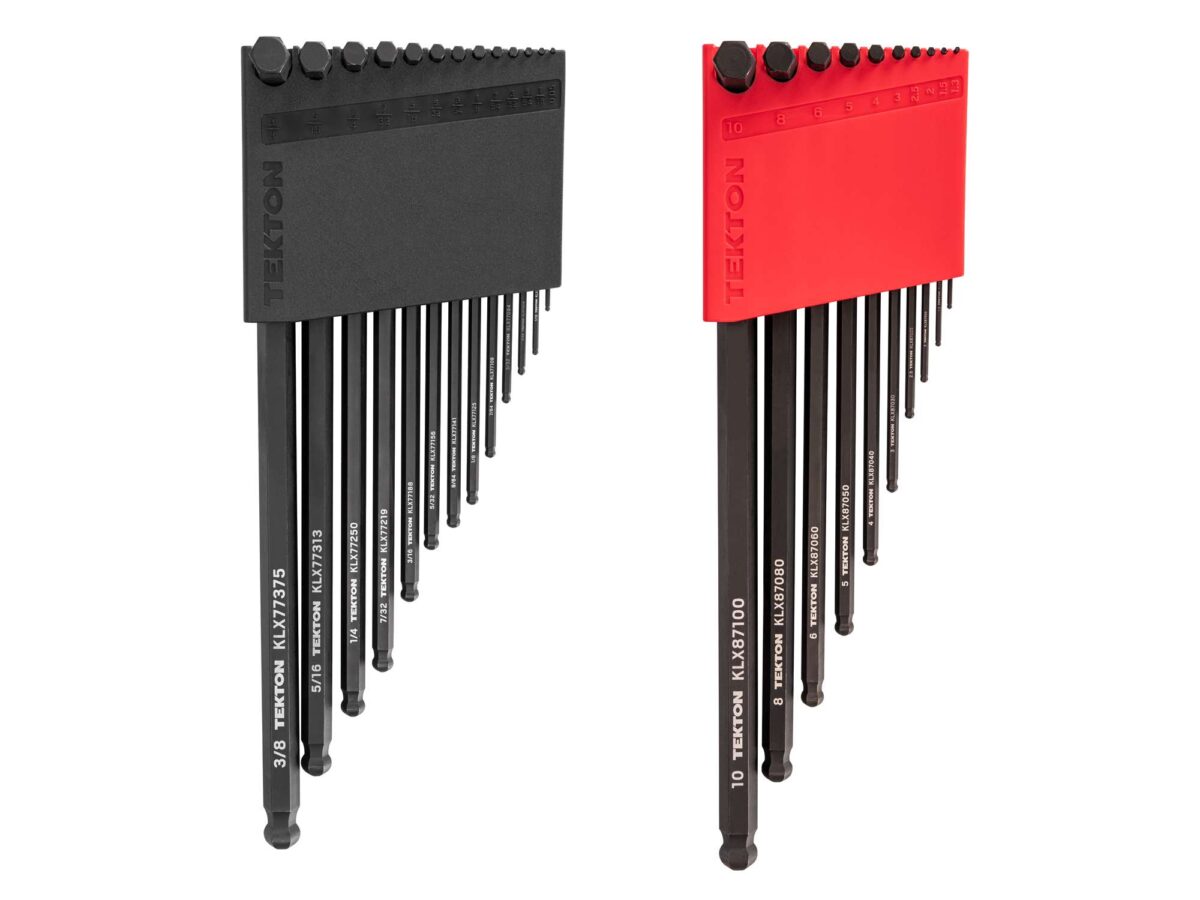 TEKTON Short Arm Ball End Hex L-Key Set with Holders, 23-Piece (0.050-3/8 in., 1.3-10 mm) | KLX91313
