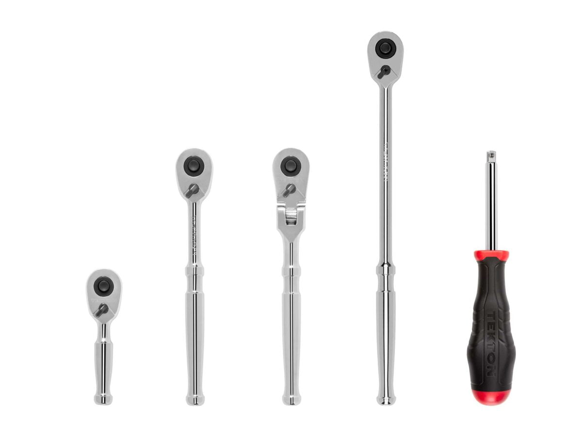 TEKTON 1/4 Inch Drive Quick-Release Ratchet and Spinner Handle Set (5-Piece) | SDR99007