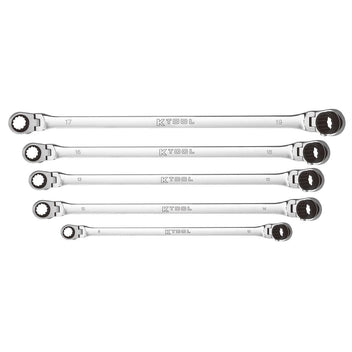 K Tool International Wrench Set 5 Piece Metric Ratcheting Double Flex 120 Tooth