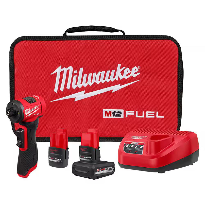 Milwaukee Tool M12 FUEL 1/4 Inch Right Angle Die Grinder 2 Battery Kit Main image