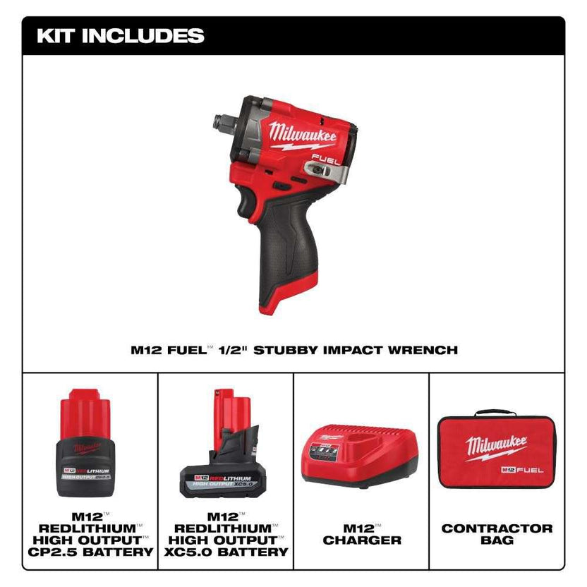 Milwaukee M12 FUEL Stubby 1/2 Inch Impact Wrench Kit Secondary image