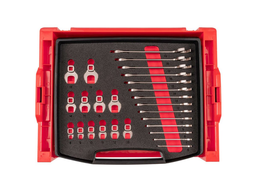 TEKTON Angle Head and Crowfoot Wrench Set with Open Top Drawer and Rack, 26-Piece (6-19 mm) | OLB94207 Main image
