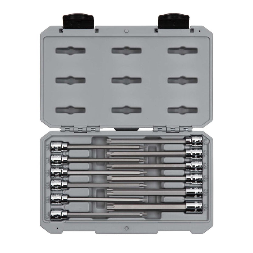 TEKTON 3/8 Inch Drive Long Torx Bit Socket Set with Case, 12-Piece (T10-T60) | SHB91305 Main image