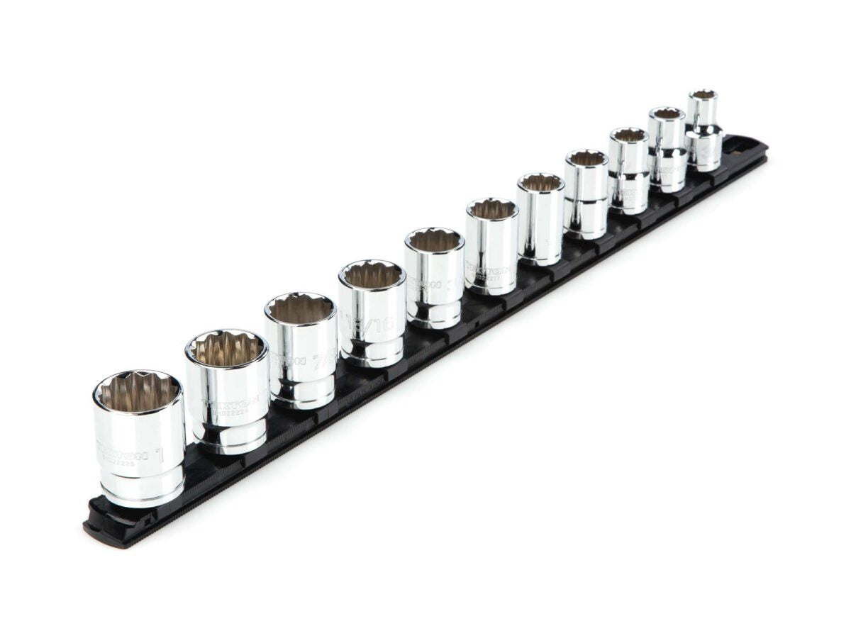 TEKTON 1/2 Inch Drive 12-Point Socket Set with Rail, 11-Piece (3/8-1 in.) | SHD92103