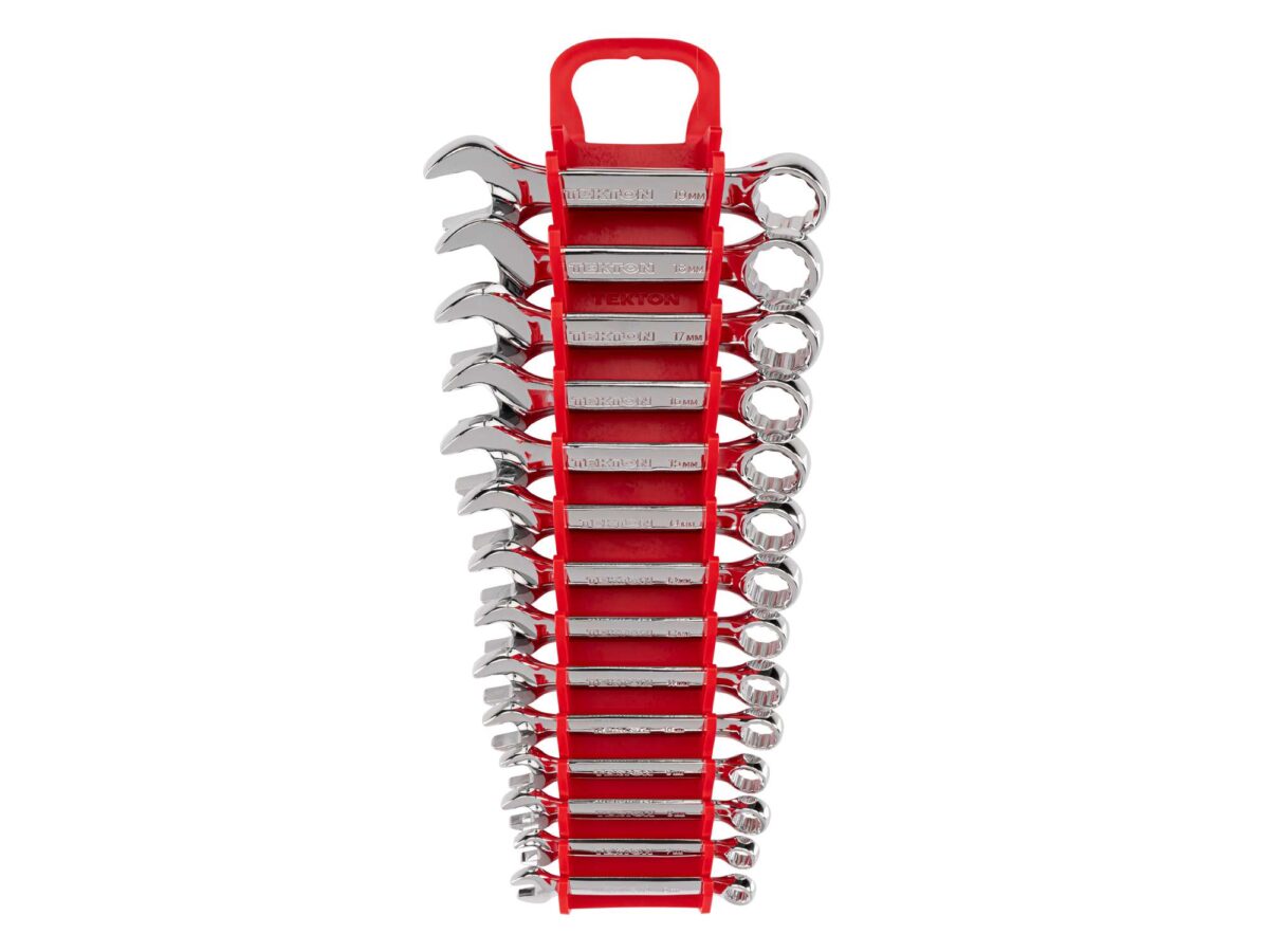 TEKTON Stubby Combination Wrench Set with Holder, 14-Piece (6-19 mm) | WCB92402
