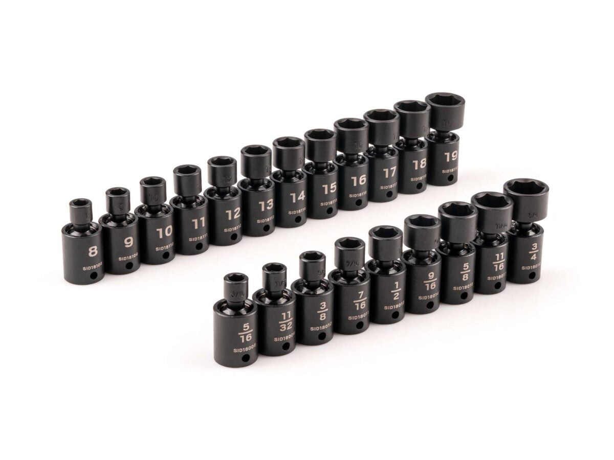 TEKTON 3/8 Inch Drive 6-Point Universal Joint Impact Socket Set, 21-Piece (5/16-3/4 in., 8-19 mm) | SID97004 Main image