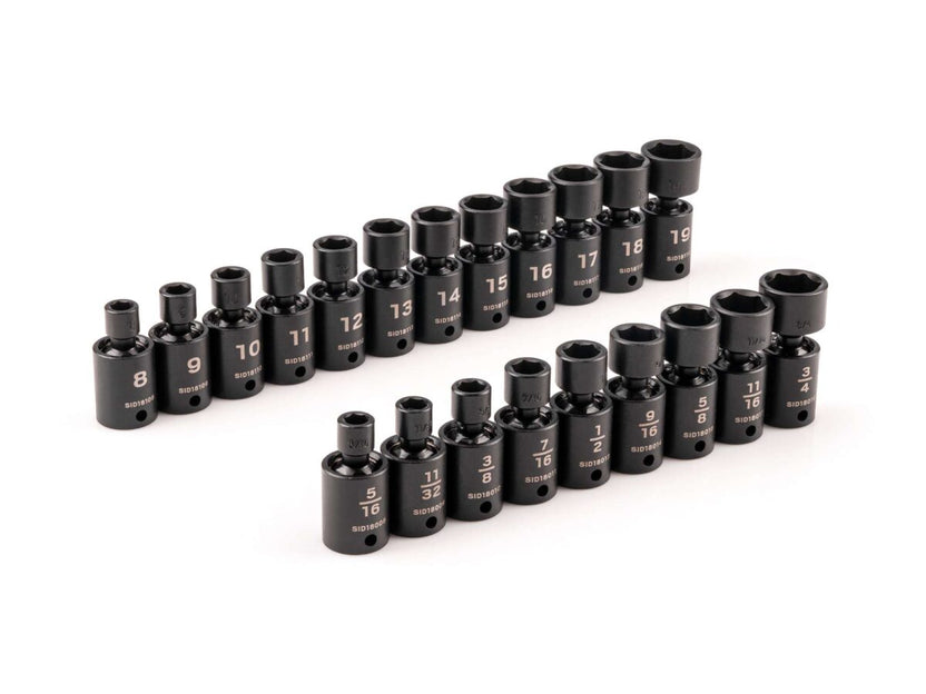 TEKTON 3/8 Inch Drive 6-Point Universal Joint Impact Socket Set, 21-Piece (5/16-3/4 in., 8-19 mm) | SID97004 Main image