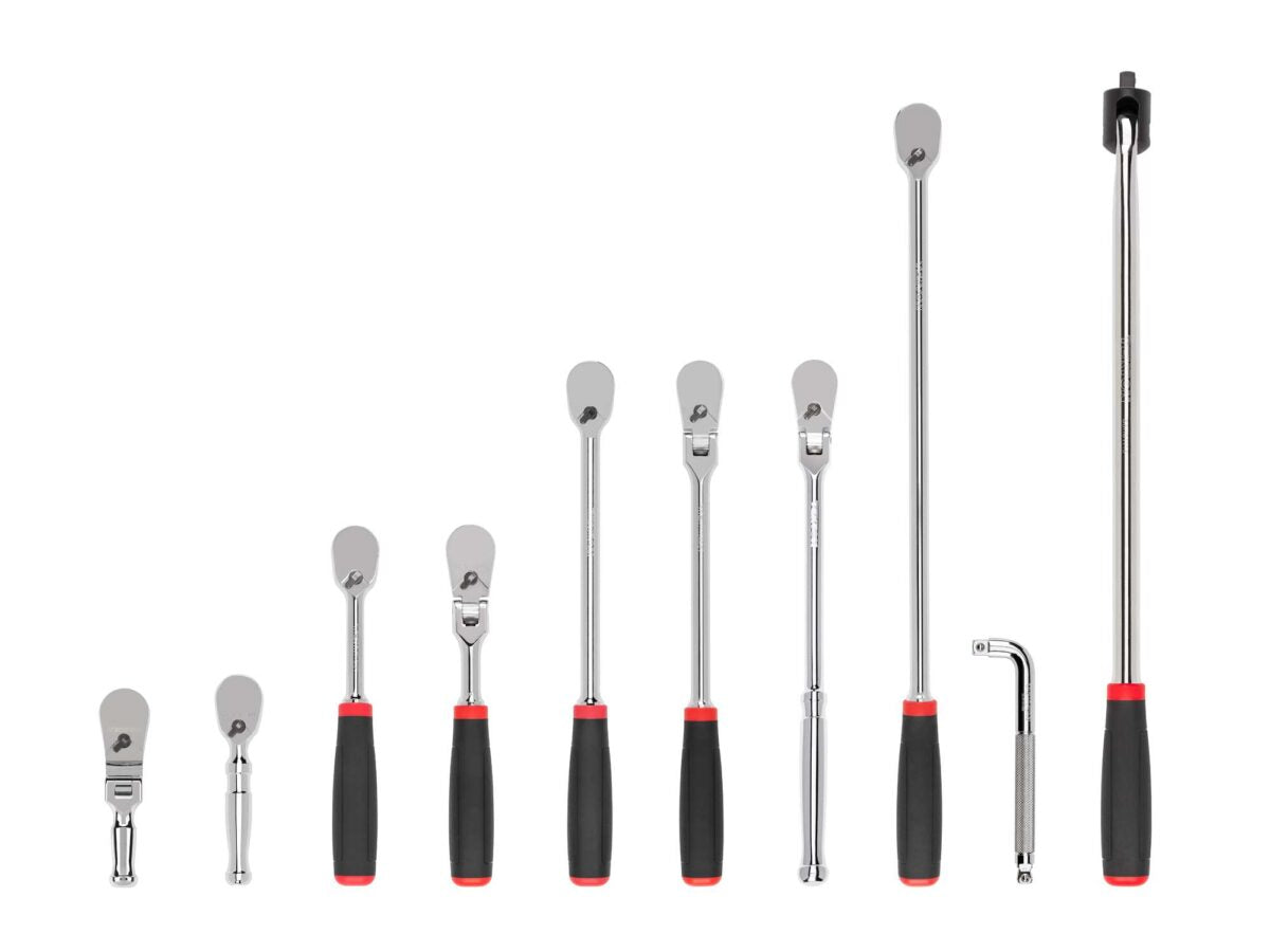 TEKTON 3/8 Inch Drive Comfort Grip Ratchet, L-Handle, and Breaker Bar Set (10-Piece) | SDR99104 Main image