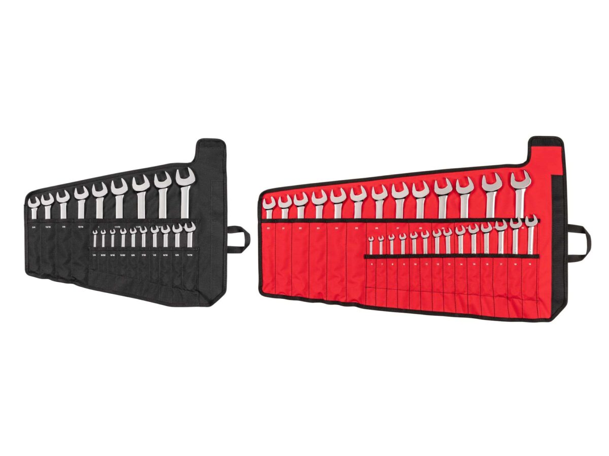 TEKTON Combination Wrench Set with Pouches, 46-Piece (1/4 - 1-1/4 in., 6-32 mm) | WCB94303 Main image
