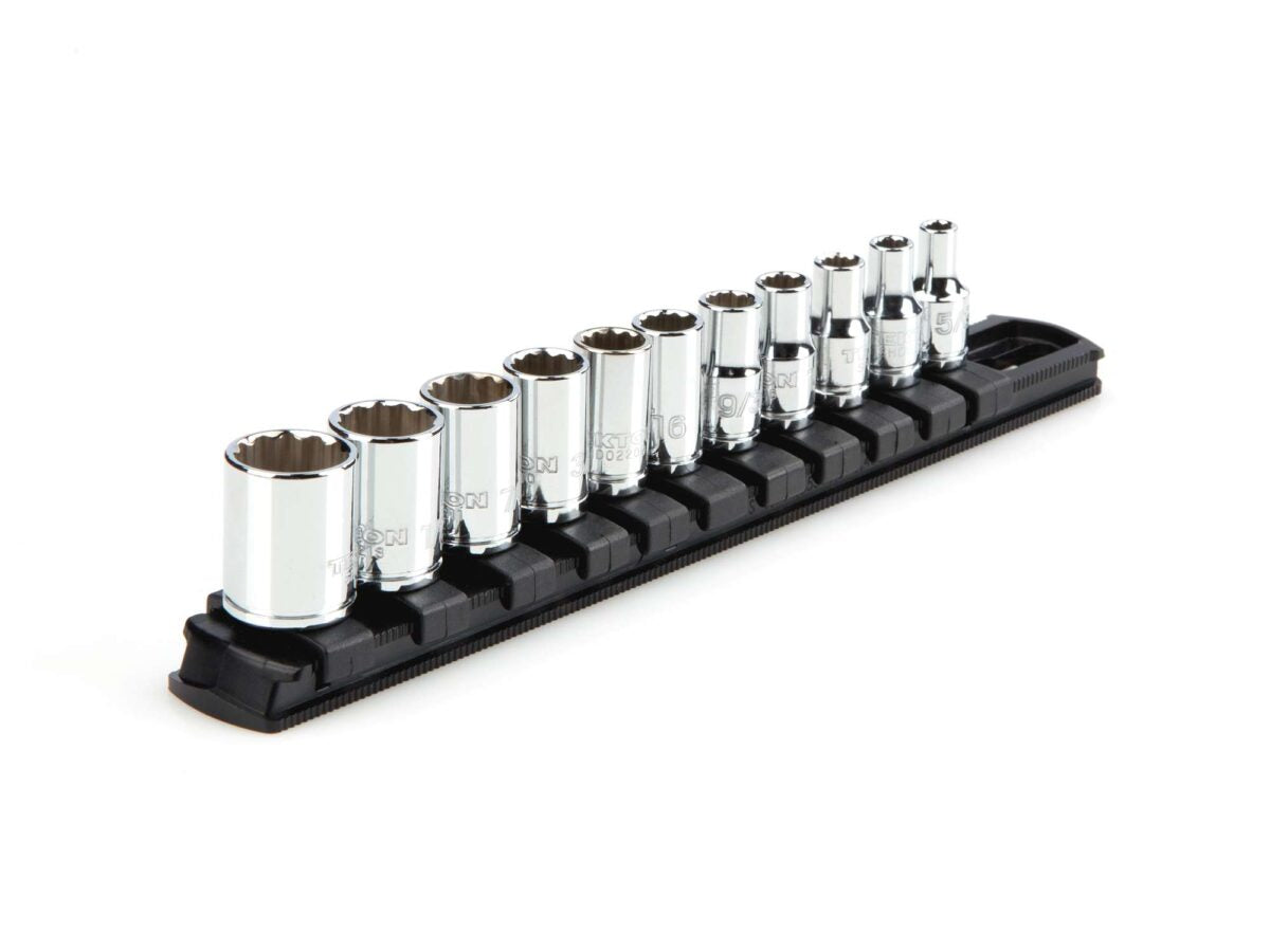 TEKTON 1/4 Inch Drive 12-Point Socket Set with Rail, 11-Piece (5/32-9/16 in.) | SHD90103 Main image
